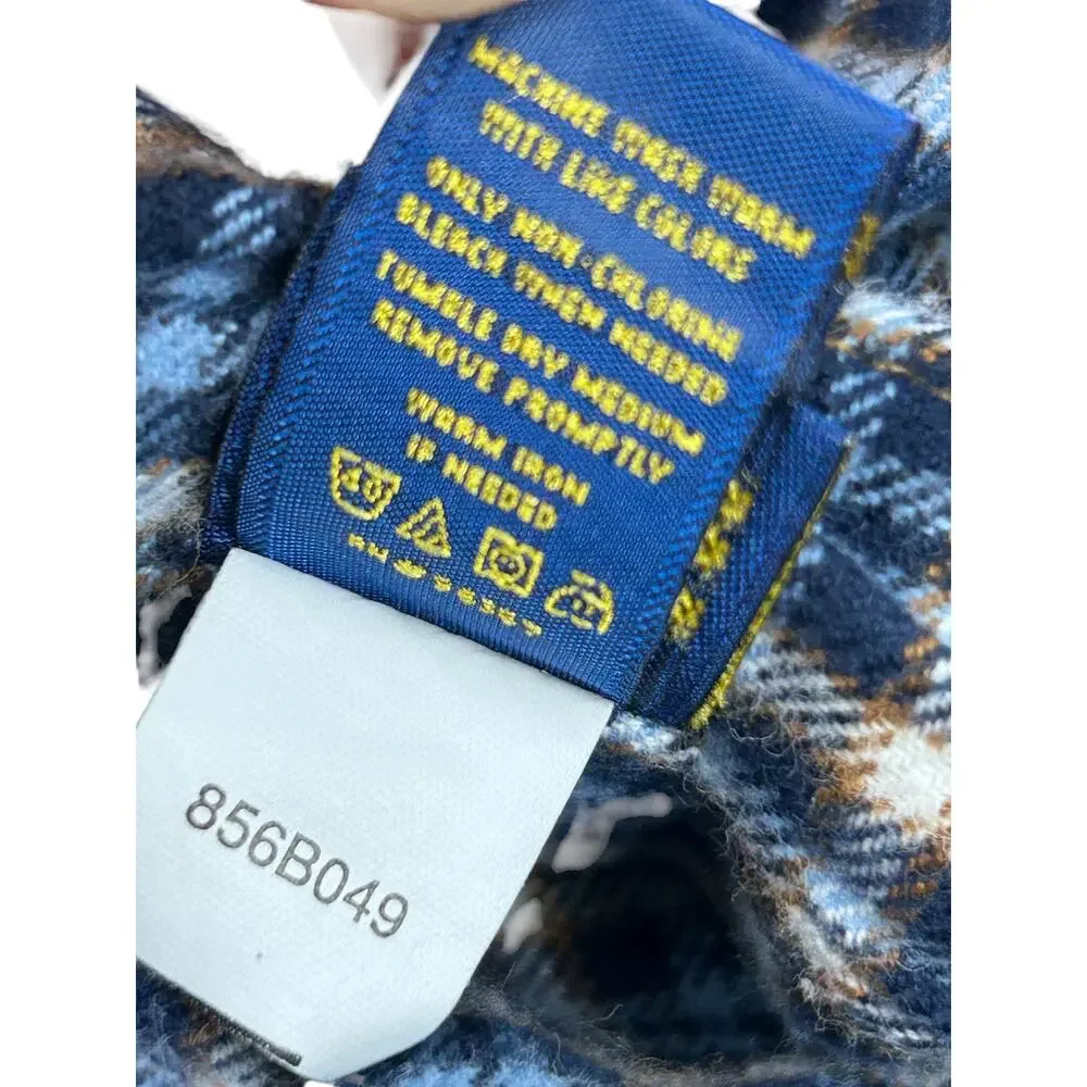 Oshkosh B'Gosh Khaki Denim Blue Plaid Flece Lined Coverall Overalls 6/9 Months